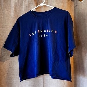 J. Galt dark blue Los Angeles 1984 crop top. One size.